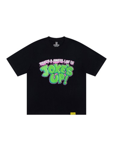Cartoon Retro Streetwear Front Green Pink Outline Melting Bubble Joke’s Up Slogan Print Back Large Top Hat R Filled Repeat Logo Graphic Oversized T-Shirt 29343926