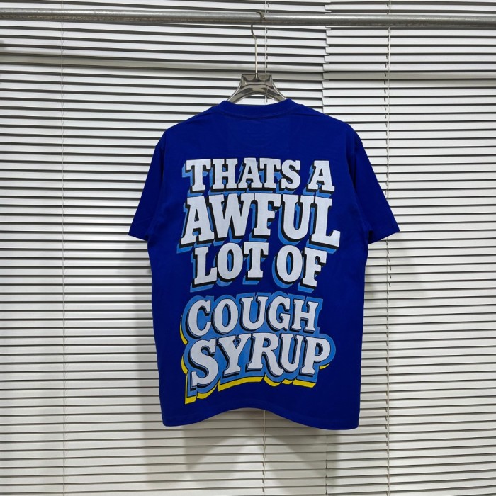 West Coast Casual Fashion Bright Royal Blue Captain Mascot Pour Syrup Graffiti Bubble Font Print T-Shirt 29344090