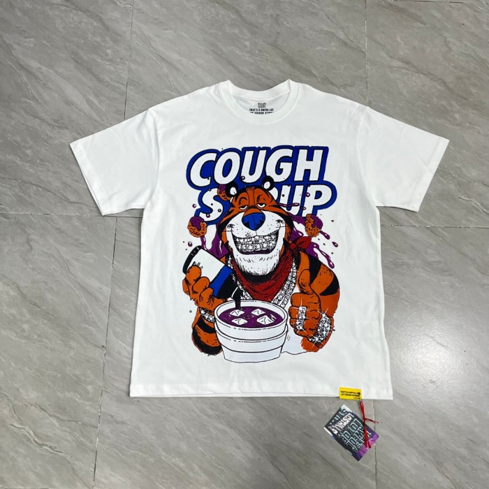 West Coast Casual Fashion Front Chill Cartoon Tiger Hip Hop Accessories Syrup Pouring Graffiti Bubble Letter Print T-Shirt 2 colors 29344065