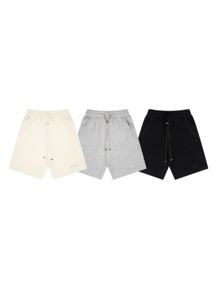 On Tone Serif Embroidery Logo Print Back Patch Pocket Leather Label Loose Drawstring Terry Cotton Casual Sweat Shorts 3 colors 29343871