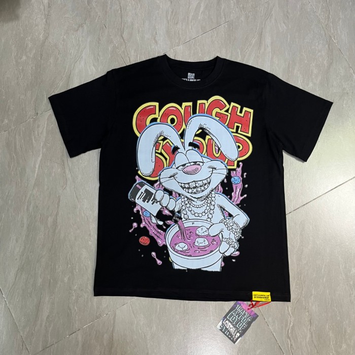 West Coast Casual Fashion Front Laid Back Cartoon Rabbit Hip Hop Jewelry Syrup Pouring Graffiti Bubble Letter Print 2 colors T-Shirt 29344059