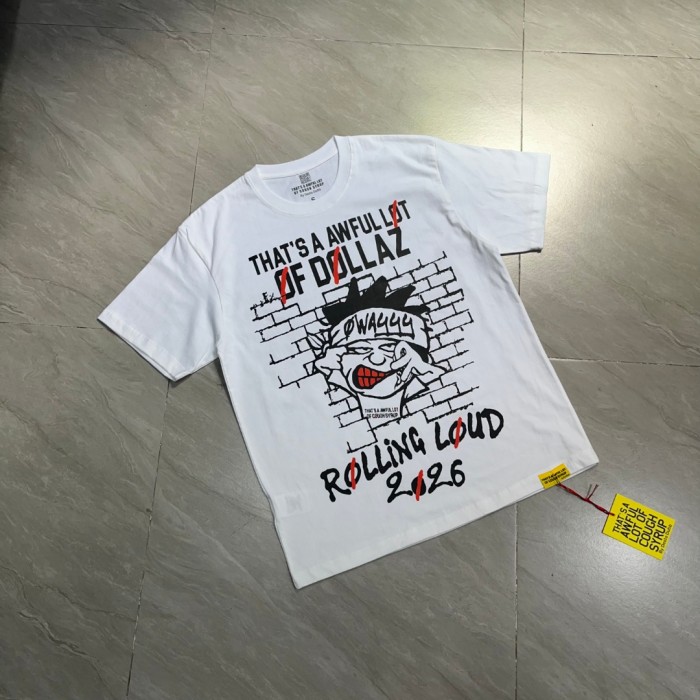 0s Grunge Hip Hop Streetwear Solid White Brick Wall Background Cartoon Face Graffiti Red Strike Through Text T-Shirt 29344169