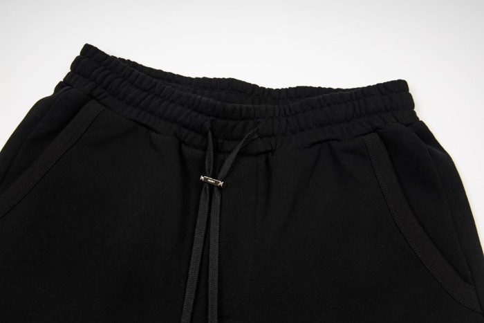On Tone Serif Embroidery Logo Print Back Patch Pocket Leather Label Loose Drawstring Terry Cotton Casual Sweat Shorts 3 colors 29343871