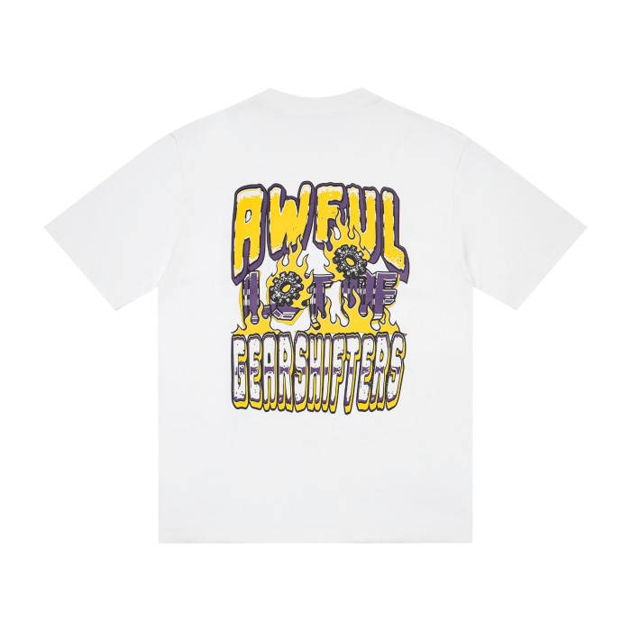 Grunge Streetwear Mechanic Hand Cup Gear Flame Gothic Letter Print Back Stacked 3D Outline Gearshifters Slogan Graphic Oversized T-Shirt 2 colors 29343893