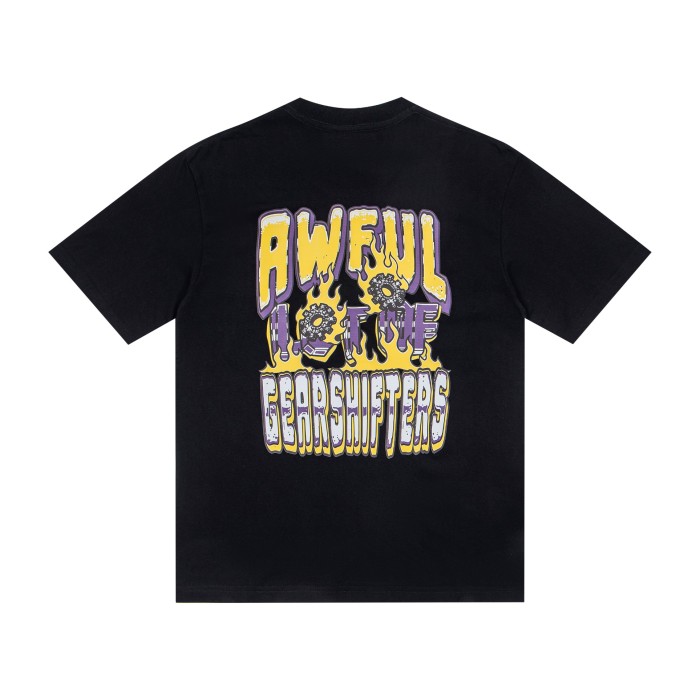 Grunge Streetwear Mechanic Hand Cup Gear Flame Gothic Letter Print Back Stacked 3D Outline Gearshifters Slogan Graphic Oversized T-Shirt 2 colors 29343893