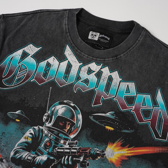 Retro Alien Streetwear Front Space Warrior UFO Vintage Comic Gothic Letter Print Back Gradient Sun Eye Symbol T-Shirt 2 colors 29345673