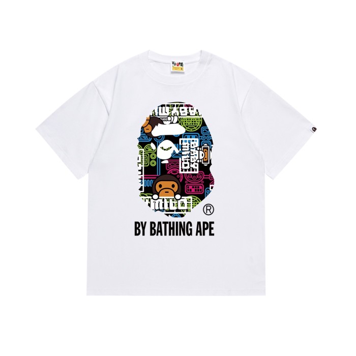 Neon Cyber Geometric Giant Ape Head Print Tee 2 colors 29345622