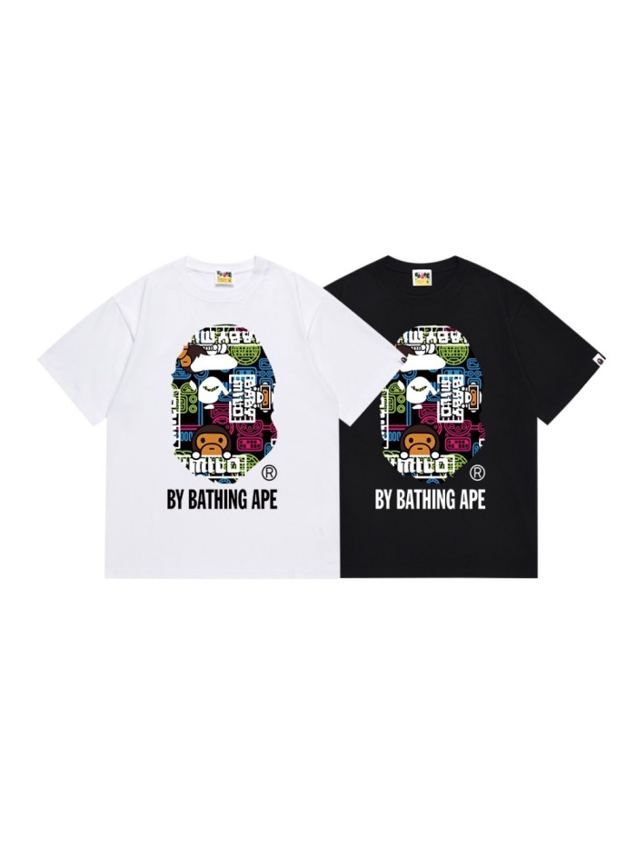 Neon Cyber Geometric Giant Ape Head Print Tee 2 colors 29345622