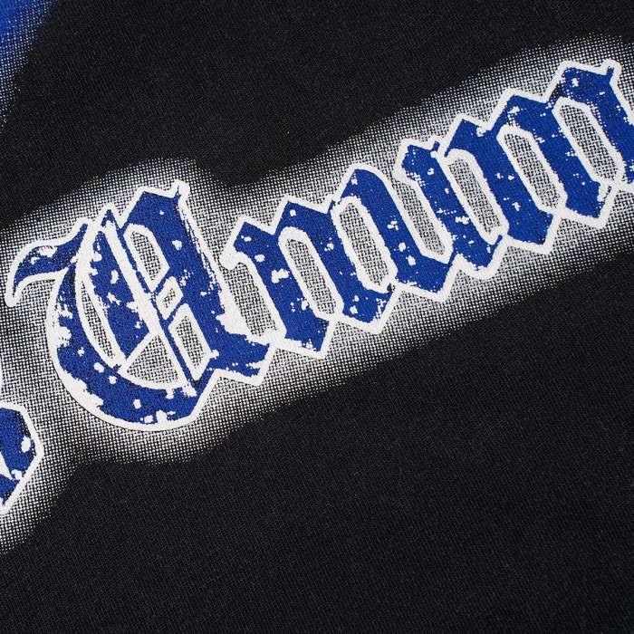 Retro Dark Dream Streetwear Front Blue Outline Graffiti Letter Starry Human Silhouette Scene Back Blue Border Galaxy GS Logo T-Shirt 29345676