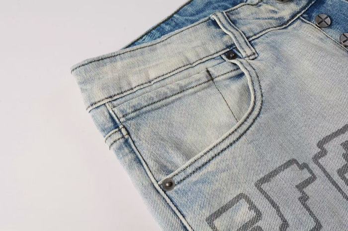 1:1 quality version Ripped Earth Outline 1999 Print Washed Jeans 29345268
