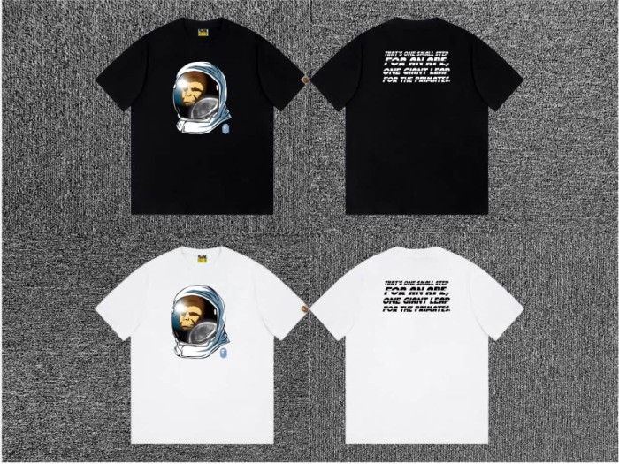 1:1 quality version Lunar Mirror Astronaut Ape English Slogan Print Tee 2 colors 29345561