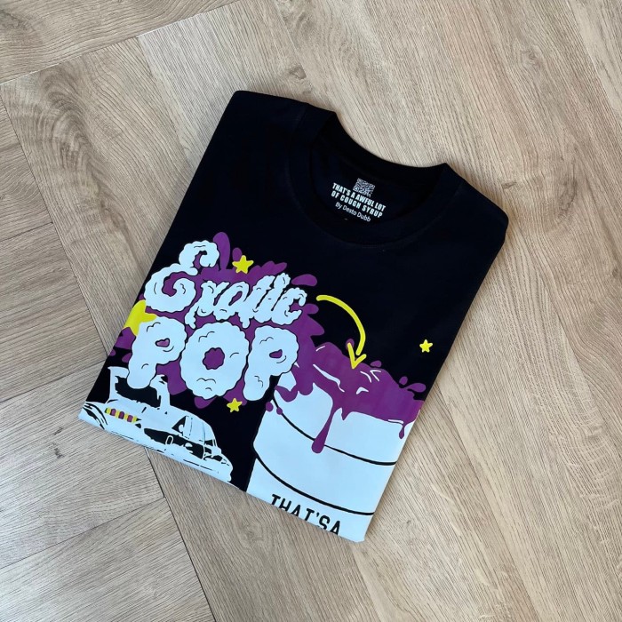 Southern Hip Hop Streetwear Front Houston Texas Map Pistol Lowrider Car Purple Syrup Cup Exotic Pop Cartoon Scene Print T-Shirt 29345308
