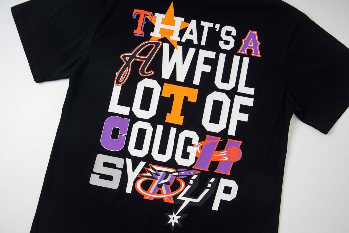 Y2K Modern Street Front Tiny Star Accent Multicolor Letter Back Big Mixed Color Stacked Text Print T-Shirt 29345354