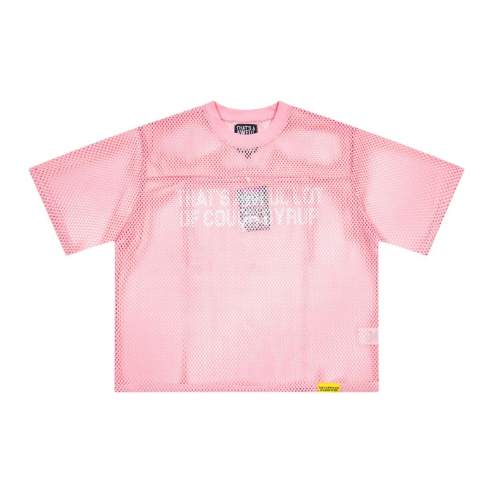 Retro Sport Streetwear Available Front Simple Block Typography Back Large Stacked Letter Print Cropped Mesh Jersey T-Shirt 4 colors 29345315