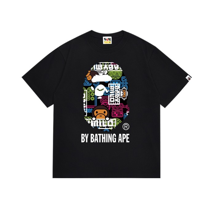 Neon Cyber Geometric Giant Ape Head Print Tee 2 colors 29345622