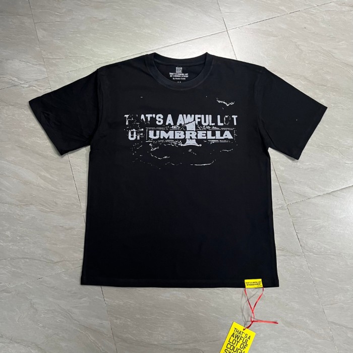 Grunge Hip Hop Streetwear Front Faded Distressed Umbrella Text Back Giant Stacked Worn Block Letter Print T-Shirt 2 colors 29345297