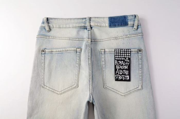 1:1 quality version Ripped Earth Outline 1999 Print Washed Jeans 29345268