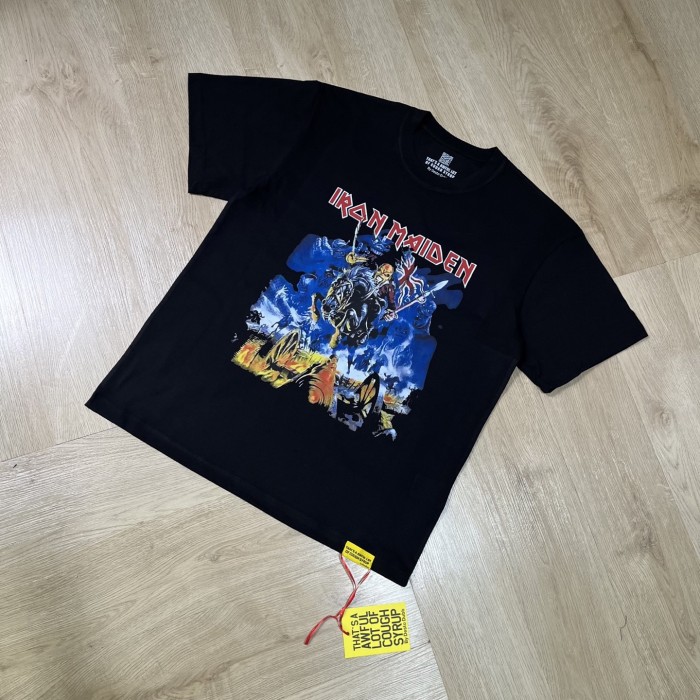 Heavy Metal Rock Streetwear Front Iron Maiden Skeleton Warrior Horse Battle Scene Band Logo Print T-Shirt 29345277