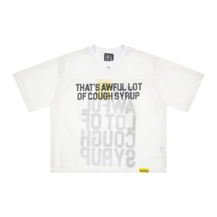 Retro Sport Streetwear Available Front Simple Block Typography Back Large Stacked Letter Print Cropped Mesh Jersey T-Shirt 4 colors 29345315