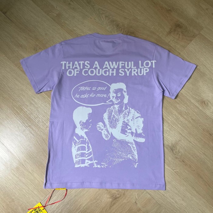 Y2K Retro Street Front Vintage Medicine Label Text Back Mother Child Cartoon Art Print T-Shirt 29345287