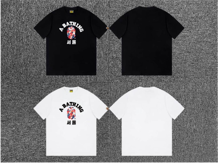 1:1 quality version Seoul Limited Camo Ape Head Korean Letter Print Tee 2 colors 29345556