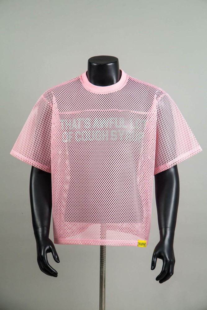 Retro Sport Streetwear Available Front Simple Block Typography Back Large Stacked Letter Print Cropped Mesh Jersey T-Shirt 4 colors 29345315
