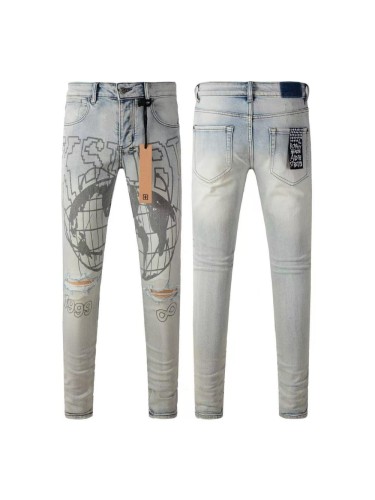 Ripped Earth Outline 1999 Print Washed Jeans 29345268