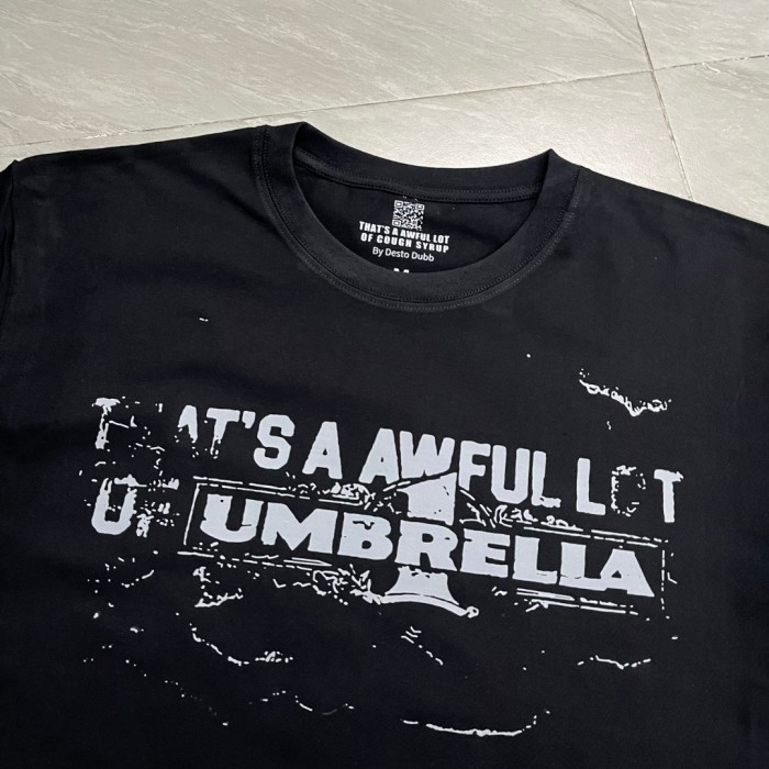 Grunge Hip Hop Streetwear Front Faded Distressed Umbrella Text Back Giant Stacked Worn Block Letter Print T-Shirt 2 colors 29345297