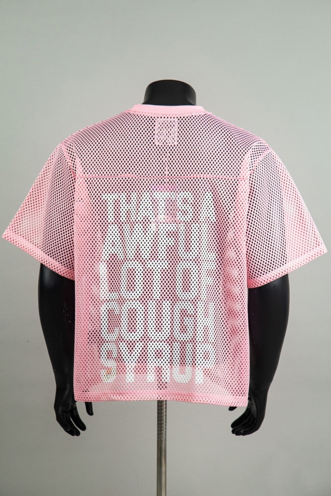 Retro Sport Streetwear Available Front Simple Block Typography Back Large Stacked Letter Print Cropped Mesh Jersey T-Shirt 4 colors 29345315