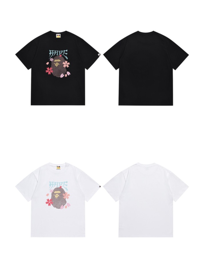 Japanese Style Embossed Petal Ape Head Print Tee 2 colors 29345614