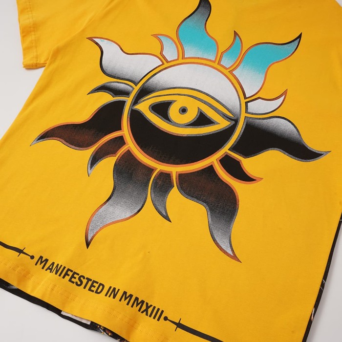 Retro Alien Streetwear Front Space Warrior UFO Vintage Comic Gothic Letter Print Back Gradient Sun Eye Symbol T-Shirt 2 colors 29345673