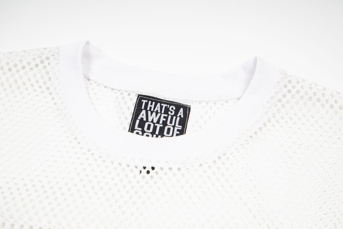 Retro Sport Streetwear Available Front Simple Block Typography Back Large Stacked Letter Print Cropped Mesh Jersey T-Shirt 4 colors 29345315