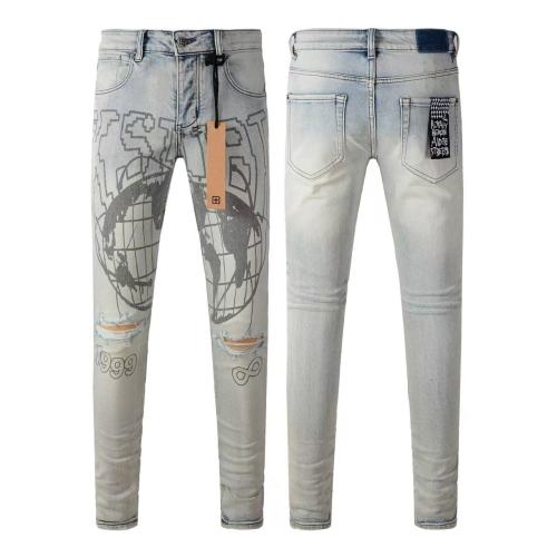 Ripped Earth Outline 1999 Print Washed Jeans 29345268