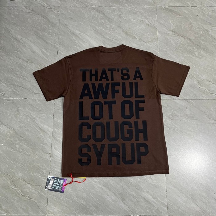 West Coast Casual Fashion Chocolate Brown Western Horse Herd Purple Tongue Graffiti Print T-Shirt 29345273