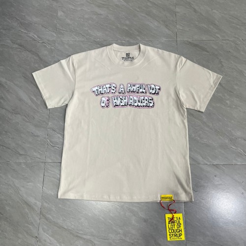 Cartoon Hip Hop Streetwear Front Pink Outline Bubble Text Back Utility Pole Cartoon Character Bottle Figure Double Sided Print T-Shirt 29345275