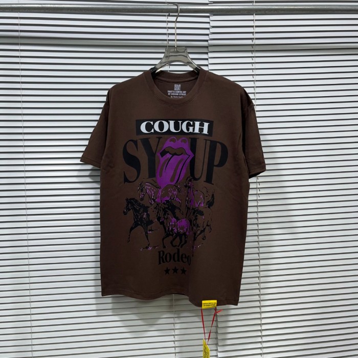 West Coast Casual Fashion Chocolate Brown Western Horse Herd Purple Tongue Graffiti Print T-Shirt 29345273