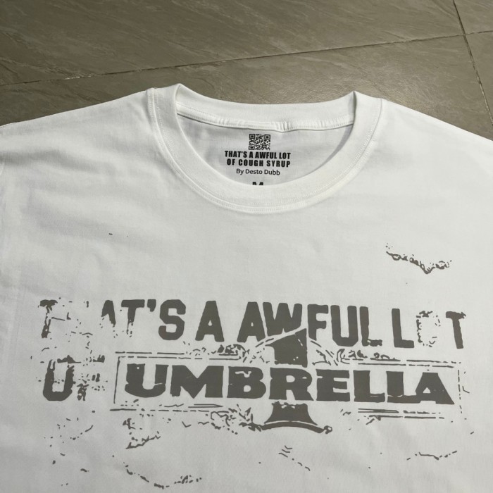 Grunge Hip Hop Streetwear Front Faded Distressed Umbrella Text Back Giant Stacked Worn Block Letter Print T-Shirt 2 colors 29345297