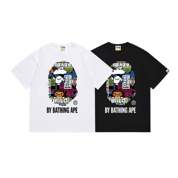 Neon Cyber Geometric Giant Ape Head Print Tee 2 colors 29345622