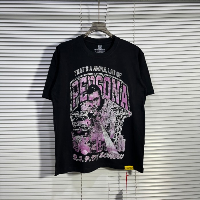Retro Southern Rap Streetwear Black Base Faded Wash DJ Screw Portrait Typography Print T-Shirt 29345274