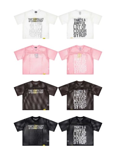 Retro Sport Streetwear Available Front Simple Block Typography Back Large Stacked Letter Print Cropped Mesh Jersey T-Shirt 4 colors 29345315