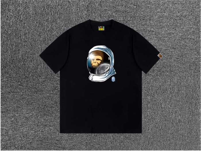 1:1 quality version Lunar Mirror Astronaut Ape English Slogan Print Tee 2 colors 29345561