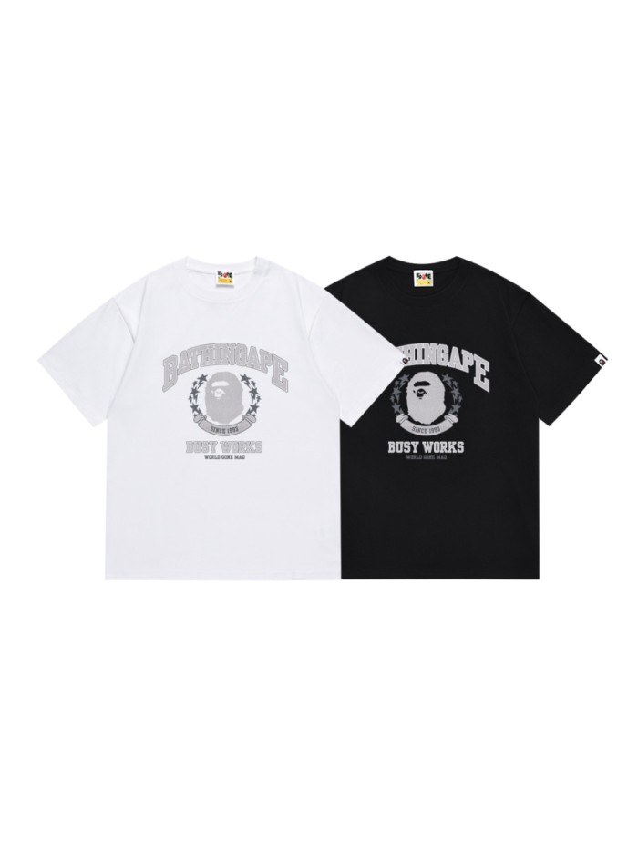 American College Style Pentagram Wreath Ape Head Print Tee 2 colors 29345620