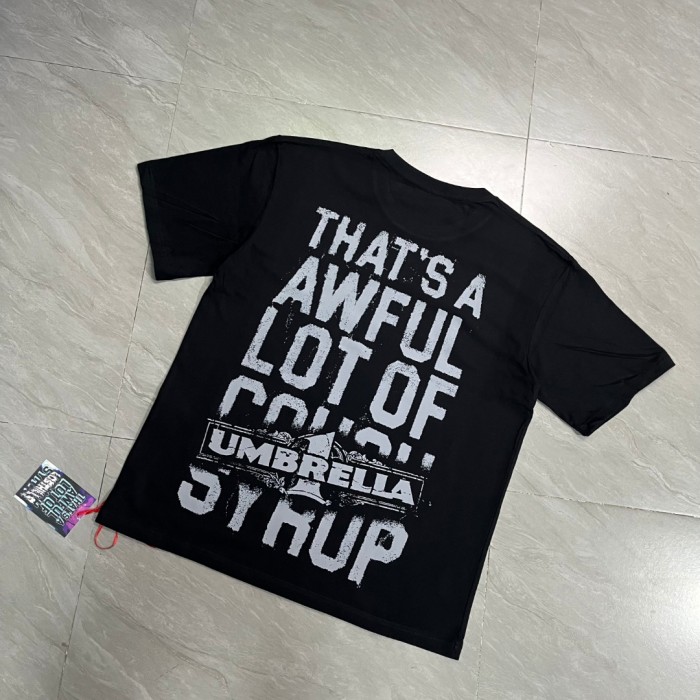 Grunge Hip Hop Streetwear Front Faded Distressed Umbrella Text Back Giant Stacked Worn Block Letter Print T-Shirt 2 colors 29345297