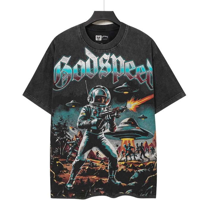 Retro Alien Streetwear Front Space Warrior UFO Vintage Comic Gothic Letter Print Back Gradient Sun Eye Symbol T-Shirt 2 colors 29345673