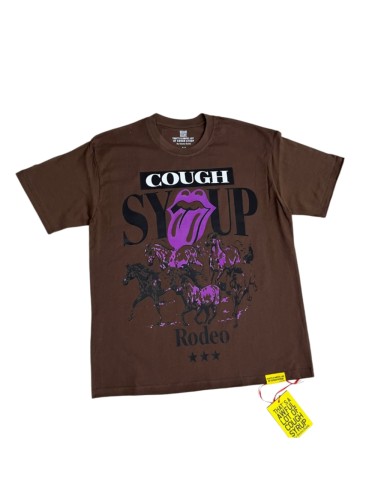 West Coast Casual Fashion Chocolate Brown Western Horse Herd Purple Tongue Graffiti Print T-Shirt 29345273