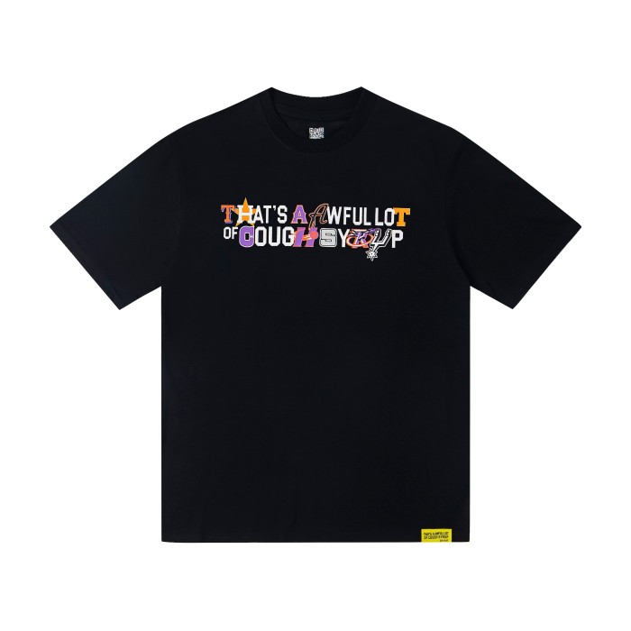 Y2K Modern Street Front Tiny Star Accent Multicolor Letter Back Big Mixed Color Stacked Text Print T-Shirt 29345354