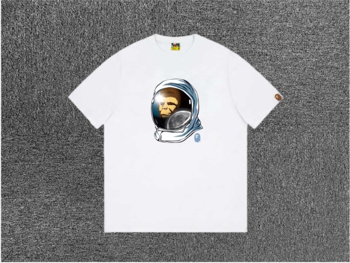 1:1 quality version Lunar Mirror Astronaut Ape English Slogan Print Tee 2 colors 29345561