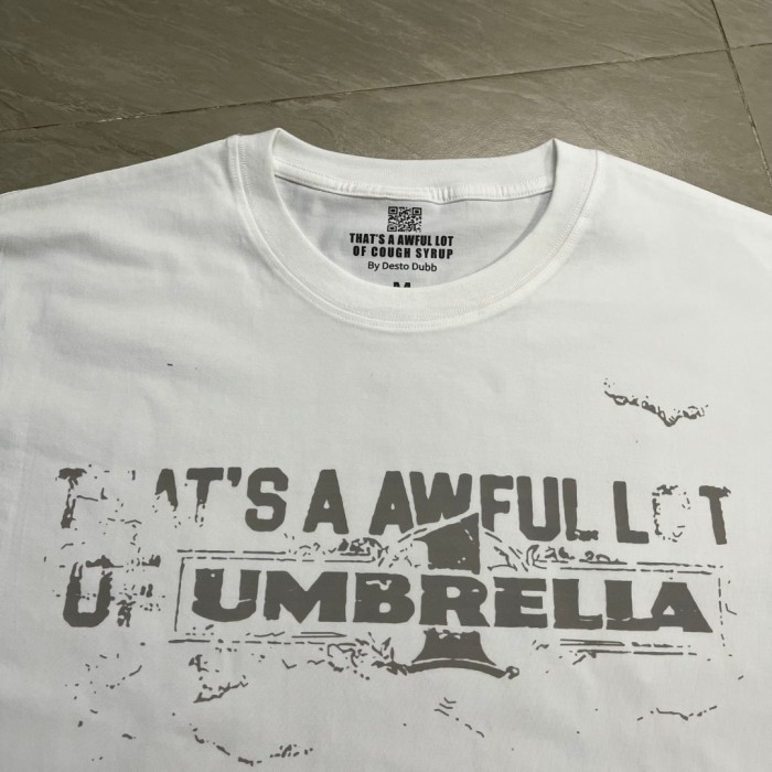 Grunge Hip Hop Streetwear Front Faded Distressed Umbrella Text Back Giant Stacked Worn Block Letter Print T-Shirt 2 colors 29345297