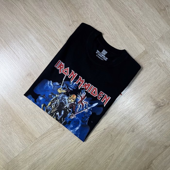 Heavy Metal Rock Streetwear Front Iron Maiden Skeleton Warrior Horse Battle Scene Band Logo Print T-Shirt 29345277
