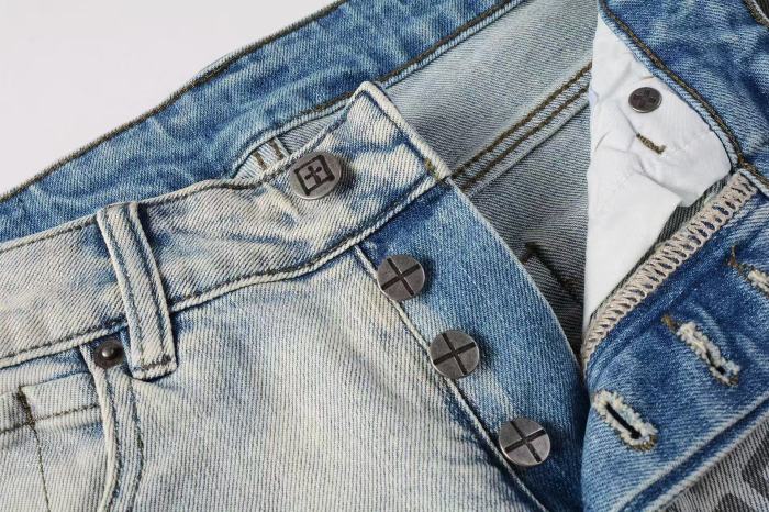 1:1 quality version Ripped Earth Outline 1999 Print Washed Jeans 29345268